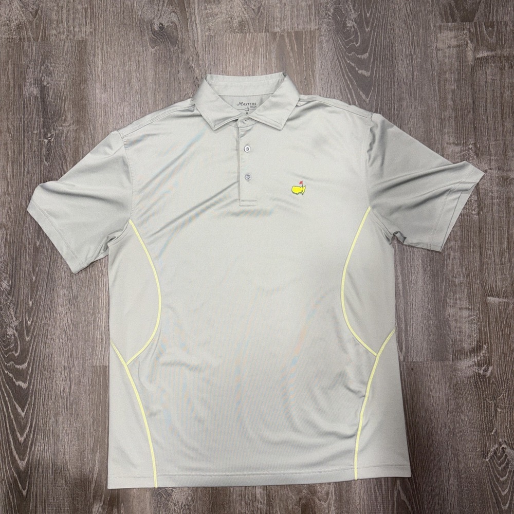 Masters Tech Men's Golf Polo Core Shirt Medium Gray Performance Short Sleeve